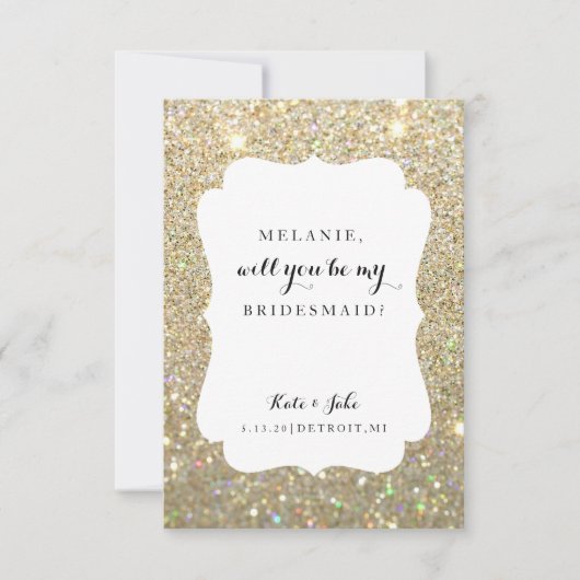 Bent u mijn Bridesmaid - Wed Day Gold Glitter Kaart (Voorkant)