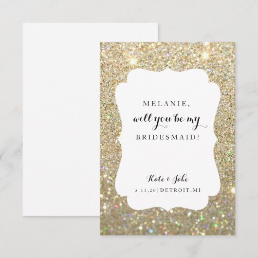 Bent u mijn Bridesmaid - Wed Day Gold Glitter Kaart (Voorkant / Achterkant)