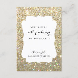 Bent u mijn Bridesmaid - Wed Day Gold Glitter Kaart