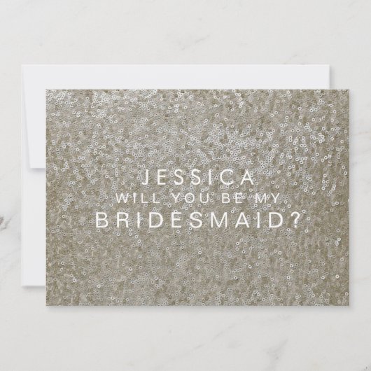 Bent u mijn Bridesmaid White Gold Sequins Kaart? Kaart (Voorkant)