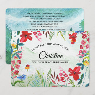 Bent u mijn Bridesmaid? Wilde Meadow Wildbloemen Kaart