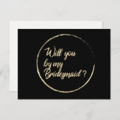 Bent u mijn Bridesmaïde Cirkel met zwart goud? Uitnodiging Briefkaart (Voorkant / Achterkant)