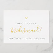 Bent u mijn Bridesmaïde Kaart - Heart Gold Foil? (Voorkant)