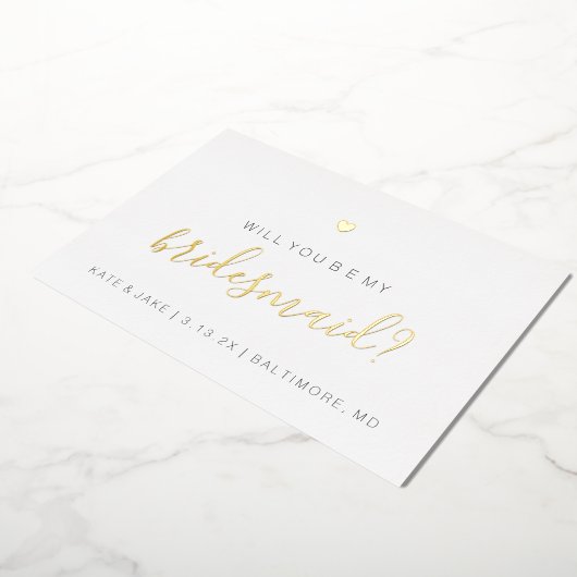 Bent u mijn Bridesmaïde Kaart - Heart Gold Foil? (Gedraaid)