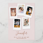 Bent u mijn Bridesmaïde vrienden Foto's Folie Kaar Folie Uitnodiging (Voorkant)