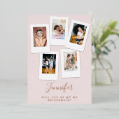 Bent u mijn Bridesmaïde vrienden Foto's Folie Kaar Folie Uitnodiging (Staand Voorkant)