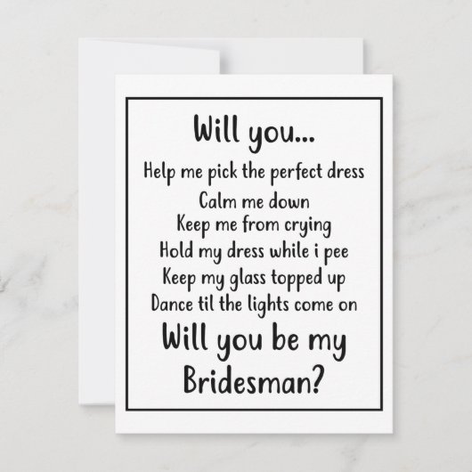 Bent u mijn Bridesman? Notitiekaartje (Voorkant)