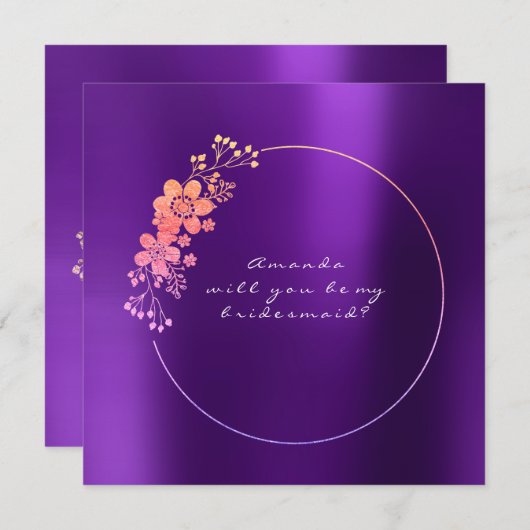 Bent u mijn bruidsmaïde goudkleurige Paars? Kaart (Voorkant / Achterkant)