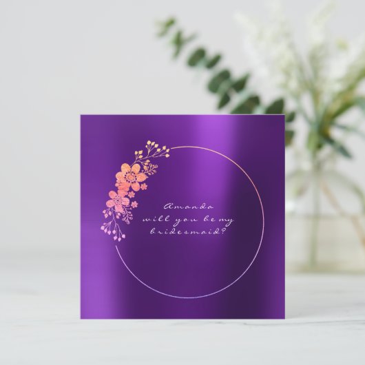 Bent u mijn bruidsmaïde goudkleurige Paars? Kaart (Staand voorkant)