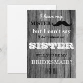 Bent u mijn bruidsmeisje? Achtergrond hout Kaart (Voorkant / Achterkant)