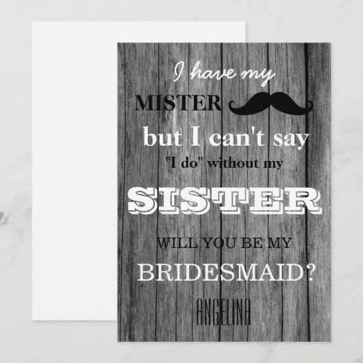 Bent u mijn bruidsmeisje? Achtergrond hout Kaart (Voorkant / Achterkant)