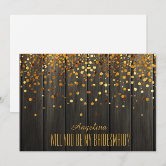 Bent u mijn bruidsmeisje? Achtergrond van hout Kaart (Voorkant / Achterkant)