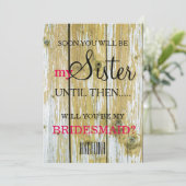 Bent u mijn bruidsmeisje? Achtergrond van hout Kaart (Staand voorkant)