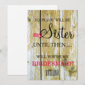 Bent u mijn bruidsmeisje? Achtergrond van hout Kaart (Voorkant / Achterkant)
