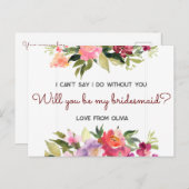 Bent u mijn bruidsmeisje? bewerkbaar uitnodiging briefkaart (Voorkant / Achterkant)