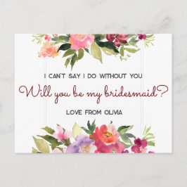 Bent u mijn bruidsmeisje? bewerkbaar uitnodiging briefkaart