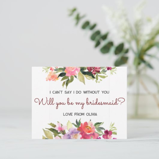 Bent u mijn bruidsmeisje? bewerkbaar uitnodiging briefkaart (Staand voorkant)