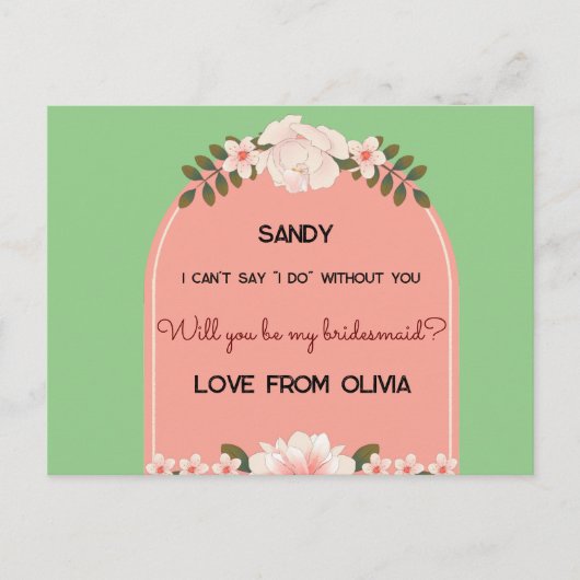 Bent u mijn bruidsmeisje? bewerkbaar uitnodiging briefkaart (Voorkant)