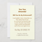 Bent u mijn bruidsmeisje/dienstmeisje op ereuitnod kaart (Achterkant)