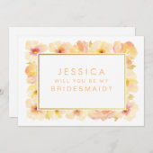 Bent u mijn bruidsmeisje, gouden perziken en crème kaart (Voorkant / Achterkant)