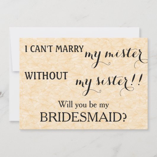 Bent u mijn bruidsmeisje? kaart (Voorkant)