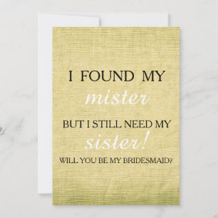 Bent u mijn bruidsmeisje? kaart