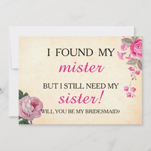 Bent u mijn bruidsmeisje? kaart (Voorkant)