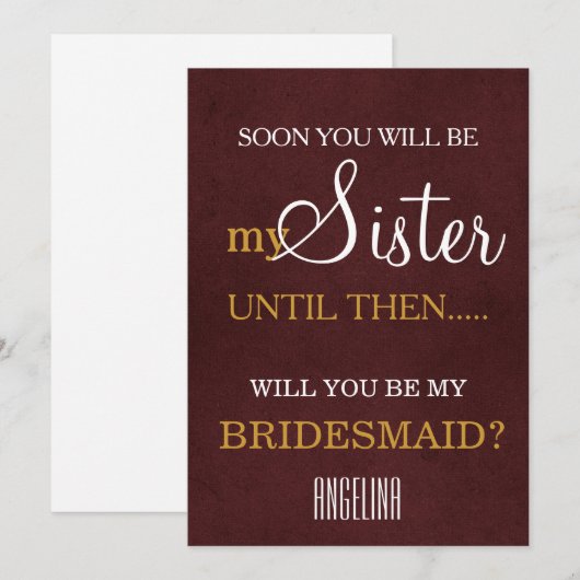 Bent u mijn bruidsmeisje? kaart (Voorkant / Achterkant)