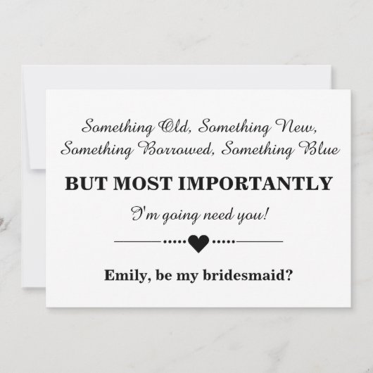 Bent u mijn bruidsmeisje? kaart (Voorkant)
