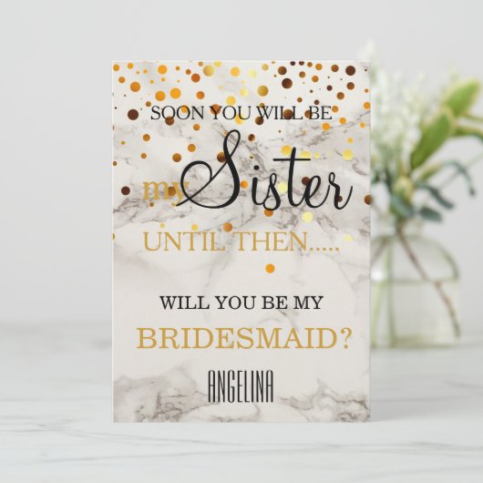 Bent u mijn bruidsmeisje? Marmer Achtergrond Kaart (Staand voorkant)