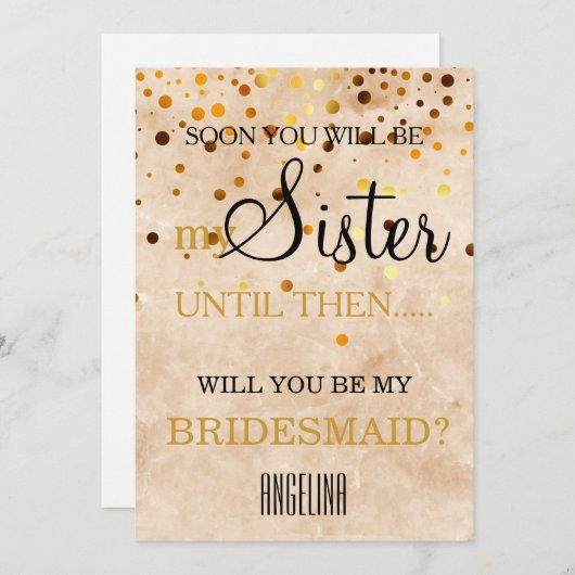 Bent u mijn bruidsmeisje? Marmer Achtergrond Kaart (Voorkant / Achterkant)