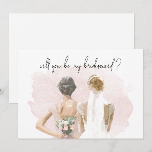 Bent u mijn bruidsmeisje met roze Waterverf? (Voorkant / Achterkant)