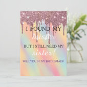 Bent u mijn bruidsmeisje? Roos Gold Dripping Invi Kaart (Staand voorkant)