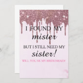 Bent u mijn bruidsmeisje? Roos Gold Dripping Invi Kaart (Voorkant / Achterkant)