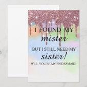 Bent u mijn bruidsmeisje? Roos Gold Dripping Invi Kaart (Voorkant / Achterkant)