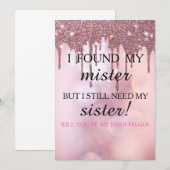 Bent u mijn bruidsmeisje? Roos Gold Dripping Invi Kaart (Voorkant / Achterkant)