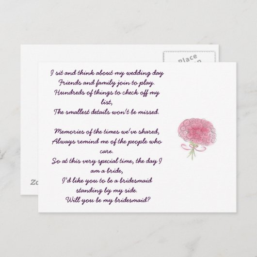 Bent u mijn bruidsmeisje? uitnodiging briefkaart (Voorkant / Achterkant)