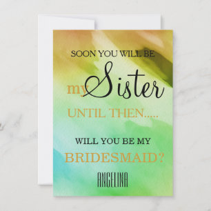 Bent u mijn bruidsmeisje? Waterverf Kaart