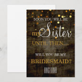 Bent u mijn bruidsmeisje? Wooden Background Invit Kaart (Voorkant / Achterkant)