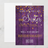 Bent u mijn bruidsmeisje? Wooden Background Invit Kaart (Voorkant / Achterkant)