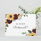 Bent u mijn bruidsmeisje Zonnebloem Roos-voorstel? Kaart (Staand voorkant)