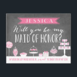 Bent u mijn dienstmeisje? | Bridesmaid Kaart<br><div class="desc">Stel je voor aan je bruidsfeestje met deze kaart met een zoet,  snoep thema. "Mijn trouwdag zou niet zo lief zijn zonder jou." Pas de voor- en achterkant aan met uw eigen tekst.</div>