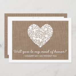 Bent u mijn dienstmeisje? Burlap Heart Kaart