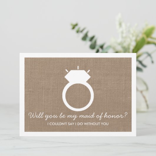 Bent u mijn dienstmeisje? Burlap Ring Kaart (Staand voorkant)