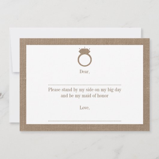 Bent u mijn dienstmeisje? Burlap Ring Kaart (Achterkant)