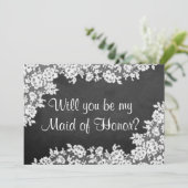 Bent u mijn dienstmeisje? Chalkboard en kant Kaart (Staand voorkant)