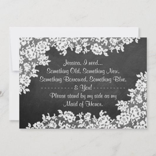 Bent u mijn dienstmeisje? Chalkboard en kant Kaart (Achterkant)