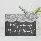 Bent u mijn dienstmeisje? Chalkboard en kant Kaart (Staand voorkant)