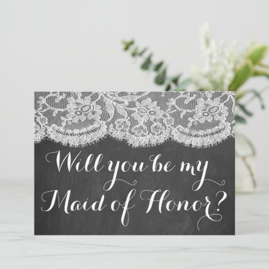 Bent u mijn dienstmeisje? Chalkboard en kant Kaart (Staand voorkant)