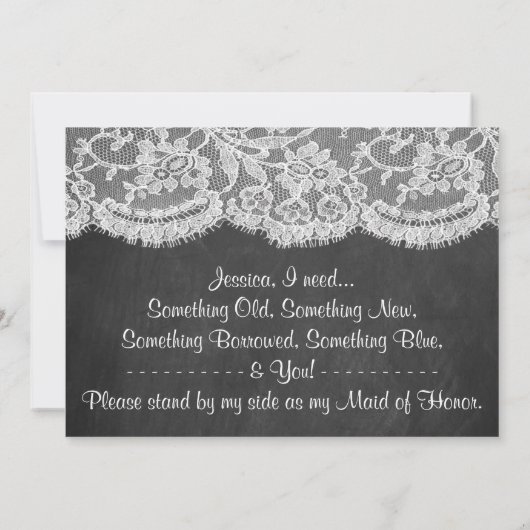Bent u mijn dienstmeisje? Chalkboard en kant Kaart (Achterkant)